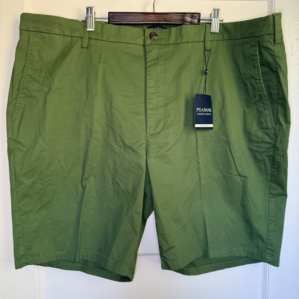 Jos. A. Bank Mens 44 Olive Green Comfort Stretch Chino Shorts Tailored Fit NEW